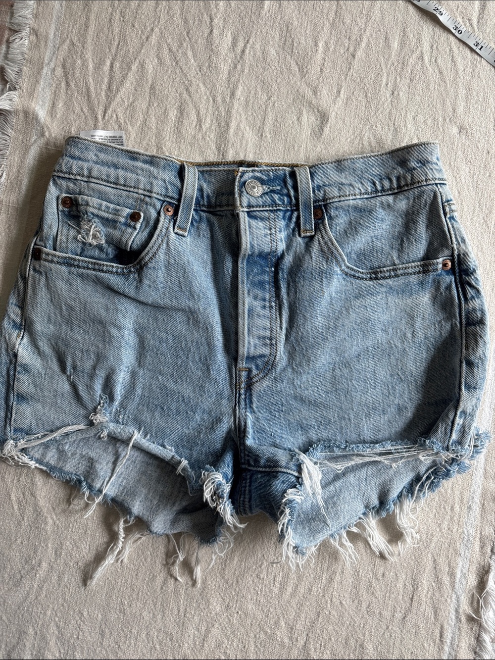 Levi's Light Blue Distressed Denim Cutoff Shorts